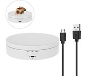 Soportes de exhibición giratorios multifuncionales, plataforma giratoria eléctrica de rotación de 360 ​​°, mesa giratoria silenciosa, soporte de joyería, carga máxima de 4KG blanco