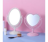1 espejo de maquillaje de escritorio, espejo de maquillaje de doble cara, espejo de belleza para dormitorio, espejo retro europeo, espejo de belleza para retoques de escritorio
