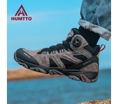 HUMTTO zapatos de senderismo impermeables botas de Trekking de cuero zapatillas de deporte al aire libre para hombres Camping caza botas de tobillo tácticas para hombres 39 gris