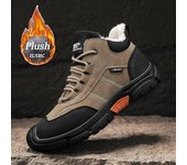 Nuevos zapatos de felpa de invierno de moda para hombres, botas de nieve de cuero PU acolchadas, gruesas, impermeables, zapatillas casuales para hombres, calzado para senderismo al aire libre 39 negro