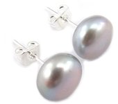 Les Trésors De Lily [K1118] - Pendientes 'Perla' gris 8-9 mm gris