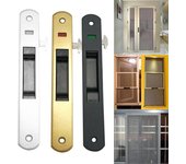 Cerradura de gancho para ventana y puerta corrediza, moderna, para puerta de vidrio móvil, de un solo lado y doble cara, 198 x 28 mm, cerradura oculta de seguridad para el hogar negro