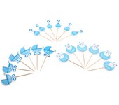 18 piezas de adornos para cupcakes de cumpleaños infantiles, tipo niño, para baby shower. (azul) azul