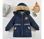 Ropa de invierno para niños pequeños y medianos, chaqueta acolchada gruesa de moda para niños, chaqueta de invierno de longitud media, chaqueta acolchada cálida 140 negro