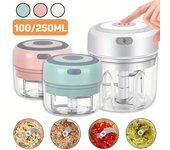 Mini machacador de ajo eléctrico de 100 ml/250 ml, picador de carne portátil inalámbrico, picador de condimentos y especias, picador de alimentos para ajo, verduras, ensaladas y pimienta 100ml verde menta