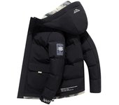 Chaqueta acolchada de algodón con capucha de invierno Chaqueta de plumón cálida y gruesa para hombre M negro
