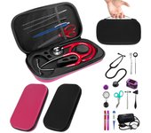 Estuche para estetoscopio a prueba de golpes, estuche para estetoscopio portátil de viaje, estuche de almacenamiento liviano para enfermeras y médicos color rosa