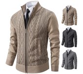Otoño Invierno Cachemira Acolchado Cálido Casual Hombres Suéter De Punto Abrigo M gris oscuro
