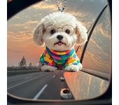 Lindo colgante de cachorro para espejo de coche, adorno colgante de acrílico para llavero de perro, decoración para árbol de Navidad, mochila