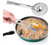 Cuchara de aceite de pesca para alimentos fritos de acero inoxidable, cuchara de filtro multifuncional con Clip, filtro para barbacoa y freír aceite de cocina