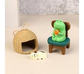 1 pieza de rana de resina en miniatura, accesorios para casa de muñecas, decoración de oficina, estatuas de anime, adorno para coche, bonito modelo de arte moderno, minijuguete. as the picture
