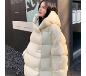Chaqueta de plumón de gama alta para mujer, chaqueta con capucha gruesa de longitud media, otoño e invierno M negro