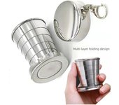 Vaso de viaje plegable portátil de acero inoxidable - Apto para uso alimentario, telescópico, ideal para exteriores Large 250ml