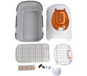 Transportín de plástico para perros, transportín para gatos de aerolínea, jaula de concha dura, ventilación, espacio amplio, portátil para viajes de mascotas