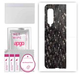 apgo Protective Skin Sticker for the back compatible with Samsung Galaxy Fold, Wrap Film, Foil, Vinyl - Pattern Carbon Black Pixel