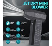 Accesorios para coche, soplador de aire eléctrico portátil, herramienta de limpieza, aspiradora, soplador de nieve para coche, ventilador turbo de 3 velocidades ajustable, carga tipo C Black