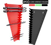 Organizador de herramientas con llave inglesa, 2 unidades, soporte clasificador, bandeja de almacenamiento de herramientas montada en la pared, estante de almacenamiento de enchufes, organizadores de herramientas de plástico, nuevo rojo