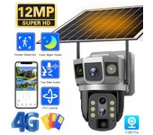Cámara solar HD de 3 lentes para exteriores con batería incorporada, CCTV IP inalámbrico, alimentación inalámbrica, 6K, PTZ para bebés, seguimiento automático, monitor para bebés para exteriores 4G camera