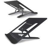 Soporte para computadora portátil alumania Acabado para combinar con la carcasa de metal de su computadora portátil para ajuste de ángulo y almacenamiento compacto [SOPORTE PLEGABLE] (NEGRO) negro
