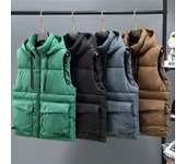 Chaqueta de invierno sin mangas a prueba de viento para hombre, parkas para mujer, chaqueta sin mangas para hombre, chaleco desmontable grueso y cálido informal L gris