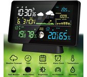 Estación meteorológica inalámbrica 8 en 1 Termómetro interior/exterior Temperatura Humedad Hora Fecha Radio EU Plug negro