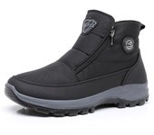 Botas de nieve cálidas de invierno para hombre con cremallera, botines antideslizantes con forro de piel sintética, zapatillas de trabajo cómodas, botas cortas informales para caminar, zapatos para hombre 38 negro