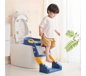 Asiento de inodoro infantil tipo escalera, antideslizante, plegable, con cojín extraíble y lavable, escalera de inodoro impermeable. azul