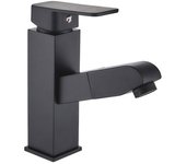 Grifo mezclador de cocina extraíble mate negro, rociador para fregadero de baño, grifo monomando negro