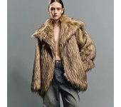Abrigo de piel ecológico Universal con solapa grande para hombre y mujer, abrigo grueso de longitud media con piel de mapache de imitación para otoño e invierno 6XL