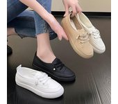 Zapatillas de deporte para mujer, zapatos planos casuales blancos con cordones, zapatos cómodos para caminar, calzado deportivo de alta calidad para mujer 36 negro