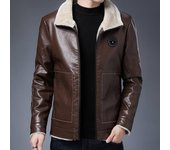 Chaqueta de cuero de felpa integrada de cuero y piel para hombre Chaqueta de cuero de motocicleta con solapa de invierno para hombre Chaqueta de cuero engrosada para estilo masculino 6XL