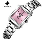 WWOOR nuevos relojes de moda para mujer, relojes cuadrados de cuarzo resistentes al agua, relojes Retro para mujer