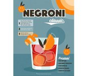 Dominique Vari Negroni Póster 40cm x azul/naranja