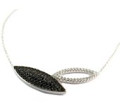 Les Trésors De Lily [P6896] - Collier argent 'Sissi' noir blanc argenté (rhodié) - 35x10 mm negro