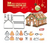 Molde para galletas 3D, árbol de Navidad, muñeco de nieve, alce, casa de pan de jengibre, molde para pastelería, herramienta para hornear