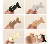 Accesorios para el cabello con forma de geometría de plástico, pinza para el cabello con forma de hueso de pez, para fiestas negro