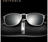 VEITHDIA Gafas de sol retro de aluminio y magnesio con lentes polarizadas, gafas de sol vintage para hombres y mujeres 6630 negro
