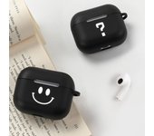 Estuche para Airpods Estuche para auriculares con cara sonriente para Airpods Pro Estuche para auriculares inalámbricos Bluetooth Estuche de silicona negra para Apple Air Pods 3 Airpods Pro Case
