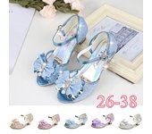 Zapatos de Cristal para Niñas Zapatos de Princesa Zapatos de Verano para Niños Zapatos de Tacón Alto con Lazo de Boca de Pez Zapatos Individuales Zapatos de Princesa para Niños Sandalias de Verano para Niñas 38 azul
