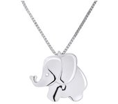 Colgante Infantil - LÉA &; ARTHUR - Elefante - Oro blanco 375 - Joyería hipoalergénica - Bolsa de regalo