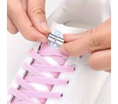 Cordones sin atar con cierre de metal – Cordones elásticos planos para zapatillas de deporte para adultos y niños, cordones de zapatos de uso rápido para días perezosos blanco