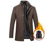 Abrigos de invierno nuevos y cálidos para hombre, chaquetas largas de mezcla de lana de calidad para hombre, abrigos de invierno de mezcla de lana y cachemira para hombre, gabardinas informales de negocios XXL azul oscuro