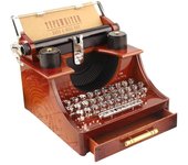 1 caja de música creativa clásica retro de madera y metal para máquina de escribir, caja de música para decoración de escritorio, hogar y oficina, juguete de regalo de cumpleaños para niños marrón