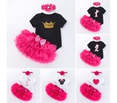 Vestido de princesa blanco y negro para niña de 1 año - Conjunto de verano de manga corta S/59 (0-3 months)