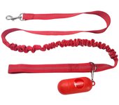 Cuerda para perro que camina de 150 cm, correa para mascota, correa para perro, correa reflectante para perro, bolsas para excrementos de perro con dispensador rojo