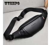Bolso de pecho genuino para hombre, bolso de cintura multifuncional a la moda, bolso de mensajero deportivo informal para hombre