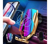 Soporte para teléfono de coche, nuevo cargador inalámbrico Qi, cargador de coche, Sensor infrarrojo inteligente, soporte de ventilación de aire, soporte para teléfono móvil oro