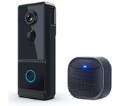 Cámara video elegante del timbre inalámbrica con la detección humana elegante 2.4G WiFi del timbre del timbre AI inteligente bidireccional negro