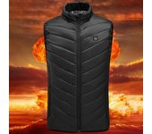 Chaleco térmico calefactable para hombre, con USB, eléctrico, de grafito, resistente al viento, para actividades al aire libre en invierno, de algodón M negro