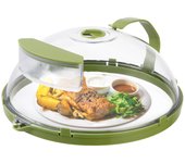 Tapa protectora contra salpicaduras de alimentos para microondas - Tapa transparente para olla arrocera para microondas con asa / Water injection verde